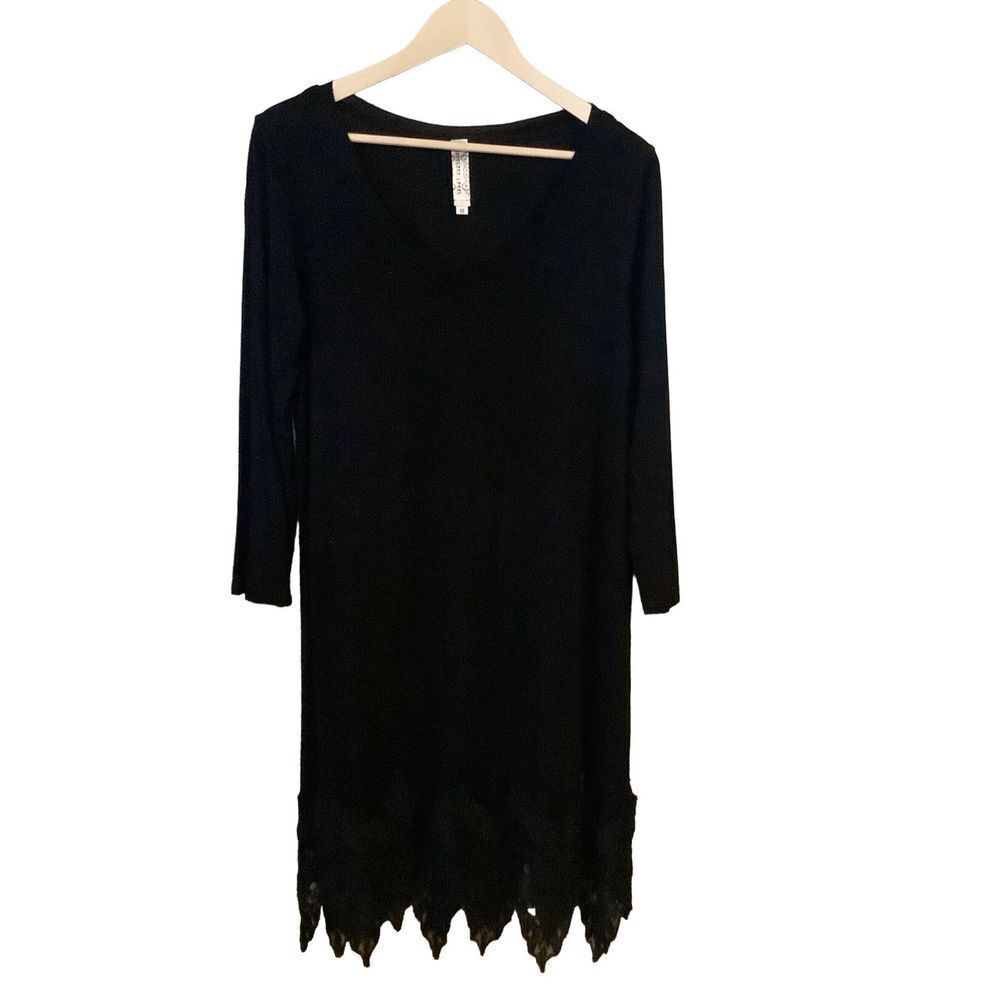 Reckless Angel Black Tunic Style Top with Lace at Bottom size Medium
